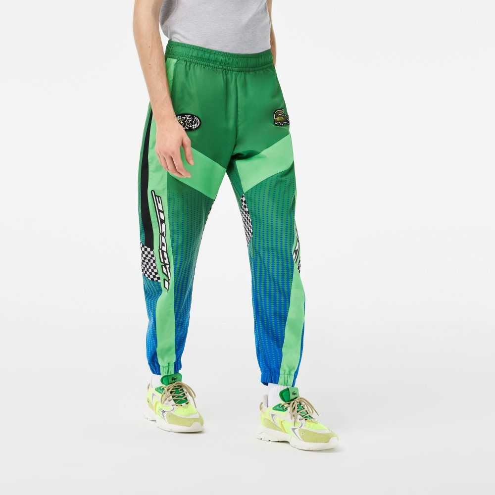 Lacoste Ombre Checkerboard Print Track Pants Green / Blue | AQH-932670