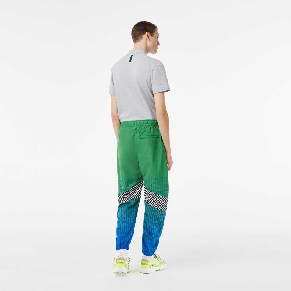 Lacoste Ombre Checkerboard Print Track Pants Green / Blue | AQH-932670