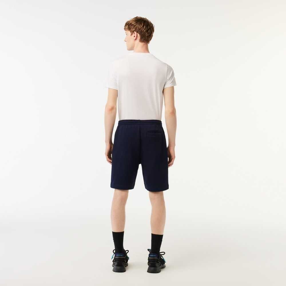 Lacoste Organic Brushed Cotton Fleece Shorts Navy Blue | GYB-172649