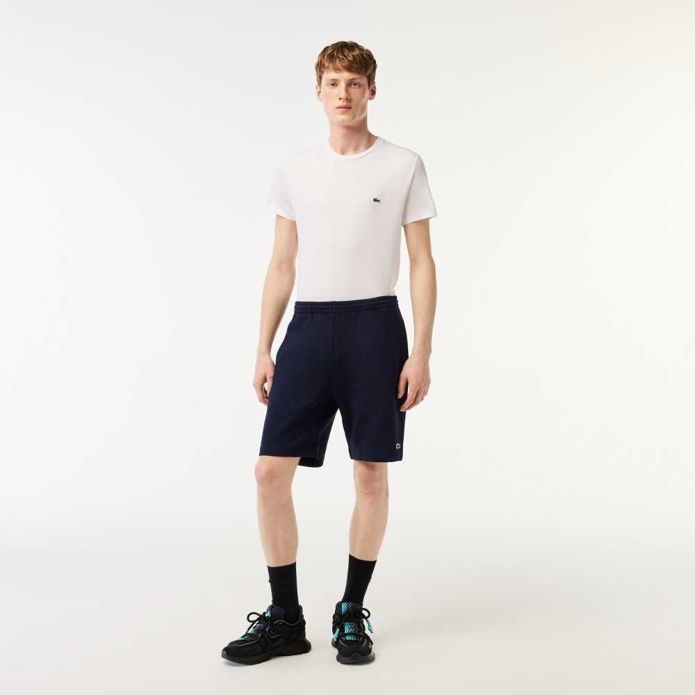 Lacoste Organic Brushed Cotton Fleece Shorts Navy Blue | GYB-172649