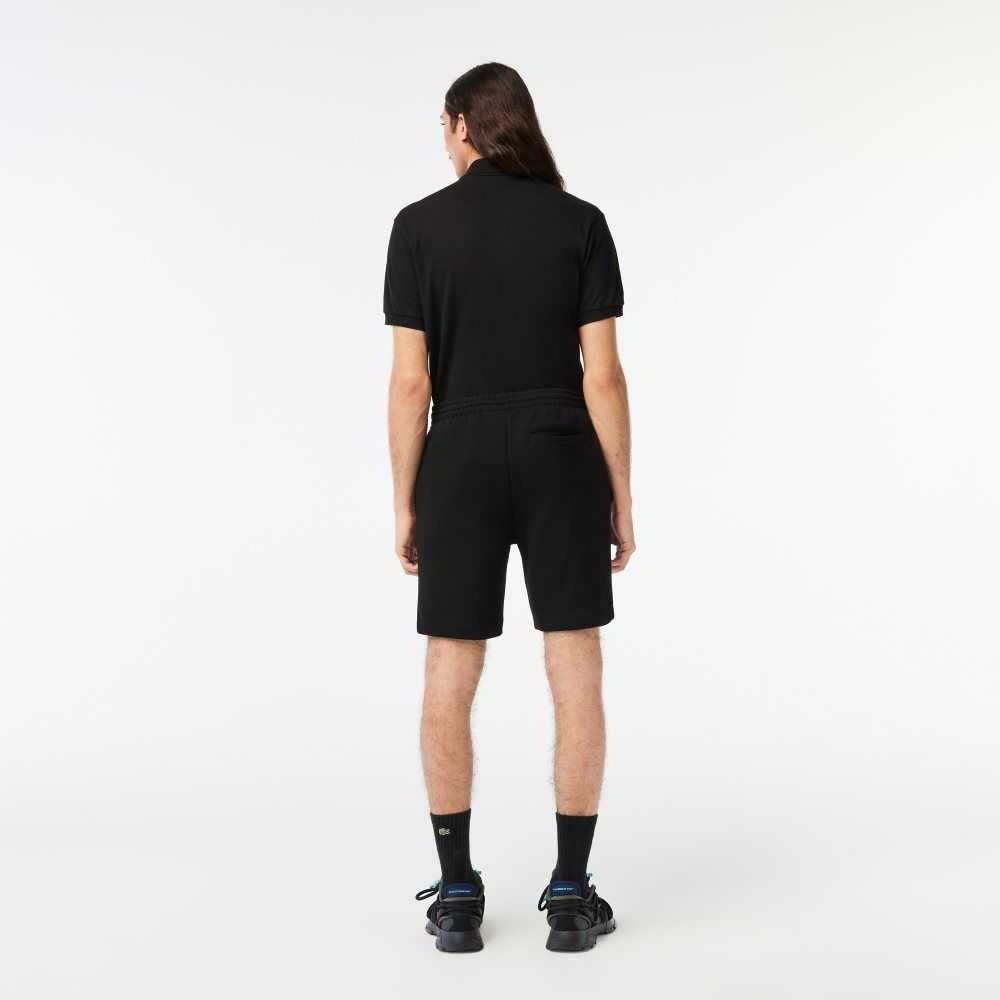 Lacoste Organic Brushed Cotton Fleece Shorts Black | HLG-384927