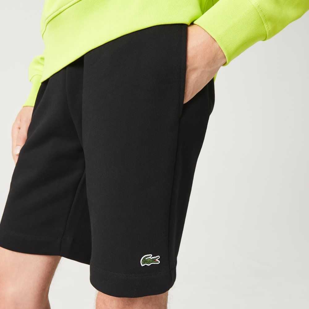 Lacoste Organic Brushed Cotton Fleece Shorts Black | HLG-384927