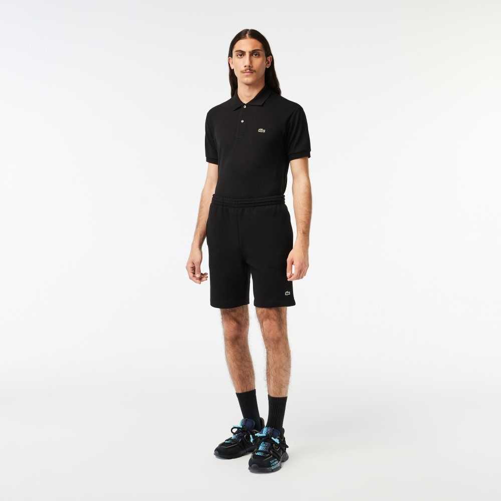 Lacoste Organic Brushed Cotton Fleece Shorts Black | HLG-384927