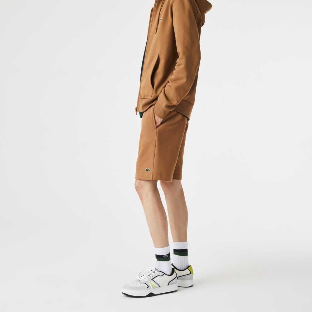 Lacoste Organic Brushed Cotton Fleece Shorts Brown | MQZ-120649