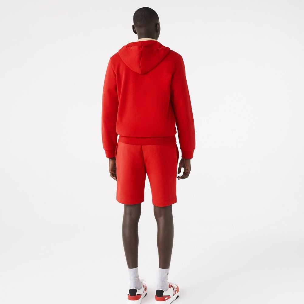 Lacoste Organic Brushed Cotton Fleece Shorts Red | OFU-063294