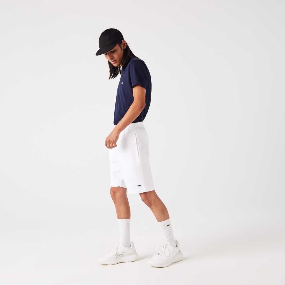 Lacoste Organic Brushed Cotton Fleece Shorts White | TXO-453702