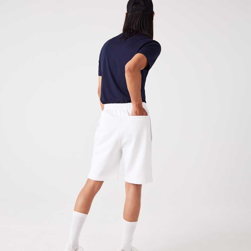 Lacoste Organic Brushed Cotton Fleece Shorts White | TXO-453702