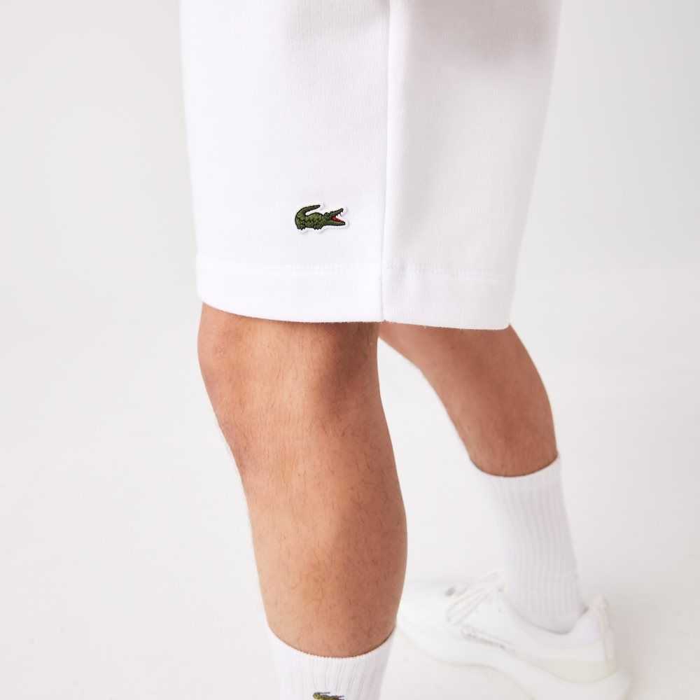 Lacoste Organic Brushed Cotton Fleece Shorts White | TXO-453702