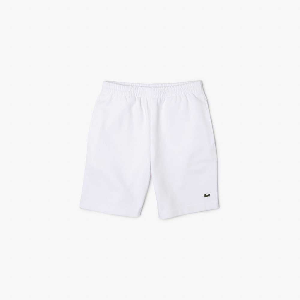 Lacoste Organic Brushed Cotton Fleece Shorts White | TXO-453702