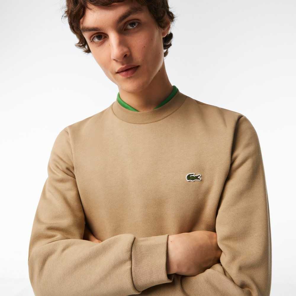 Lacoste Organic Brushed Cotton Sweatshirt Beige | CTO-251796