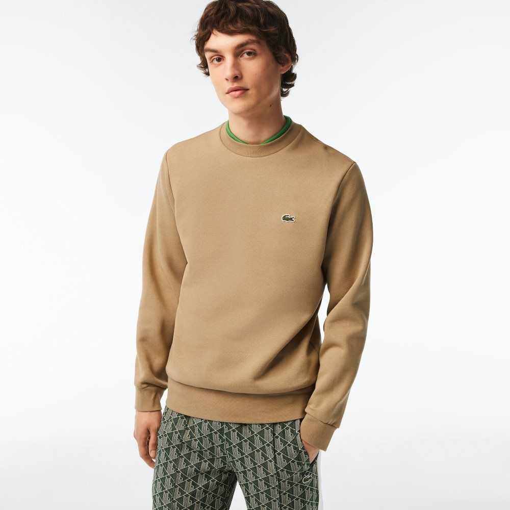 Lacoste Organic Brushed Cotton Sweatshirt Beige | CTO-251796