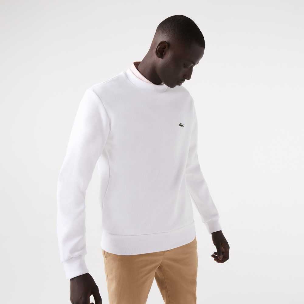 Lacoste Organic Brushed Cotton Sweatshirt White | FWE-814902