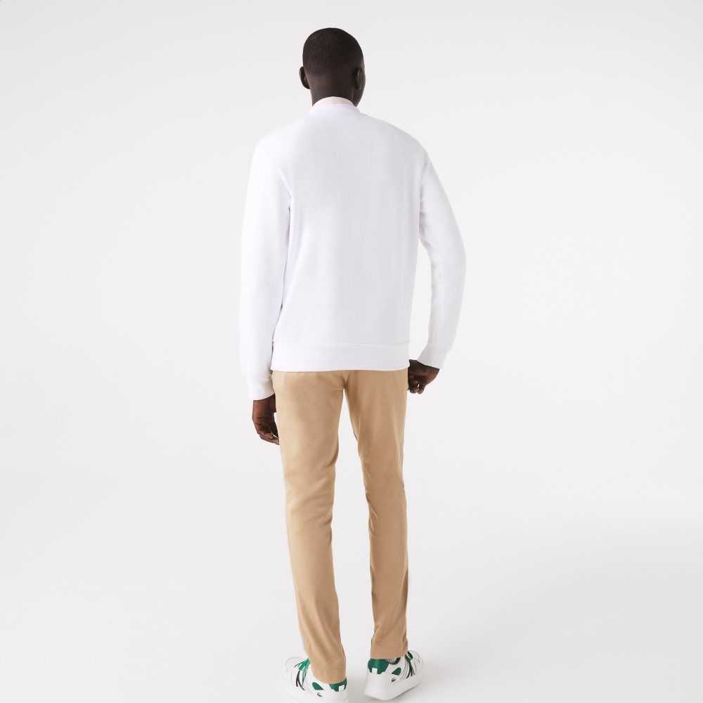 Lacoste Organic Brushed Cotton Sweatshirt White | FWE-814902