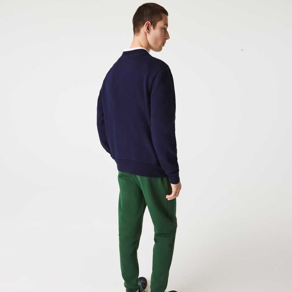 Lacoste Organic Brushed Cotton Sweatshirt Navy Blue | TLY-560894