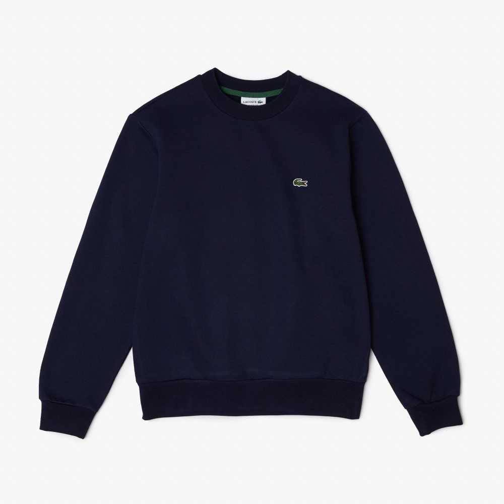 Lacoste Organic Brushed Cotton Sweatshirt Navy Blue | TLY-560894