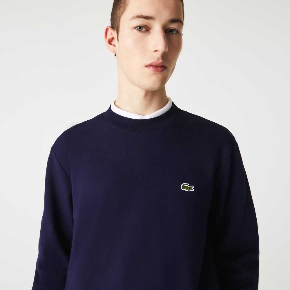 Lacoste Organic Brushed Cotton Sweatshirt Navy Blue | TLY-560894