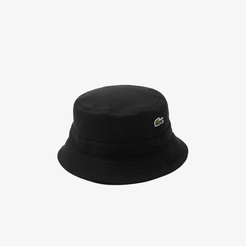 Lacoste Organic Cotton Bucket Hat Black | GQR-174265