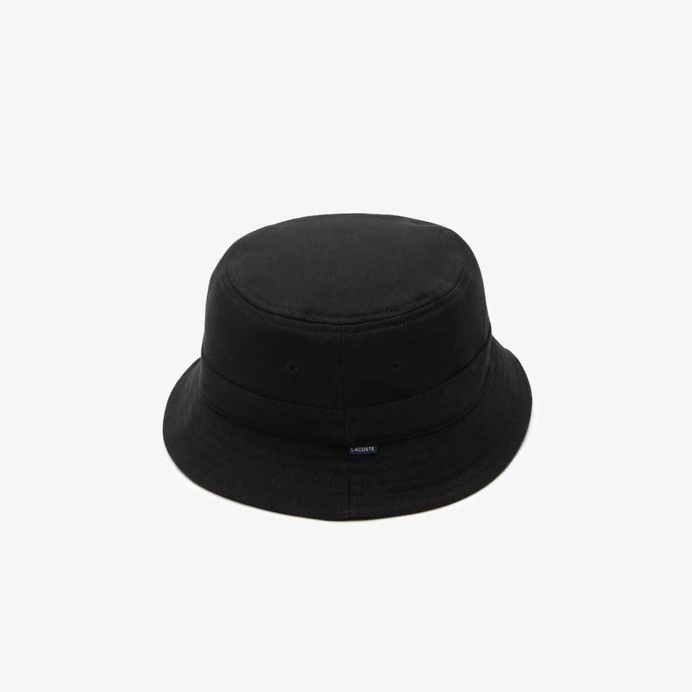 Lacoste Organic Cotton Bucket Hat Black | GQR-174265