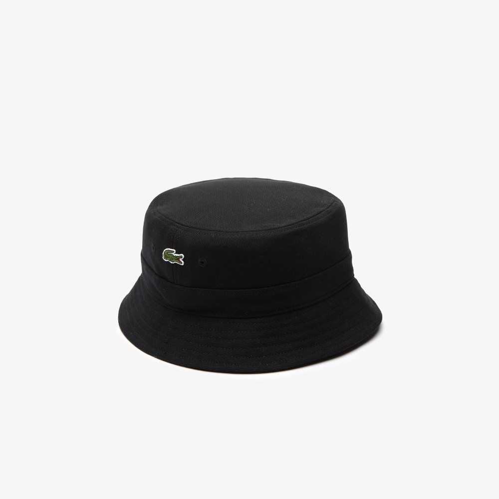 Lacoste Organic Cotton Bucket Hat Black | GQR-174265