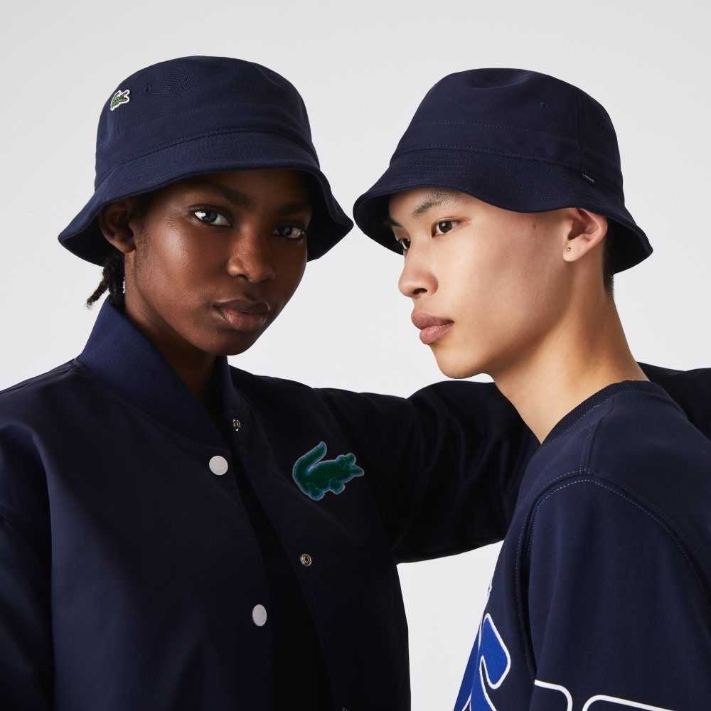 Lacoste Organic Cotton Bucket Hat Navy Blue | DCT-714209