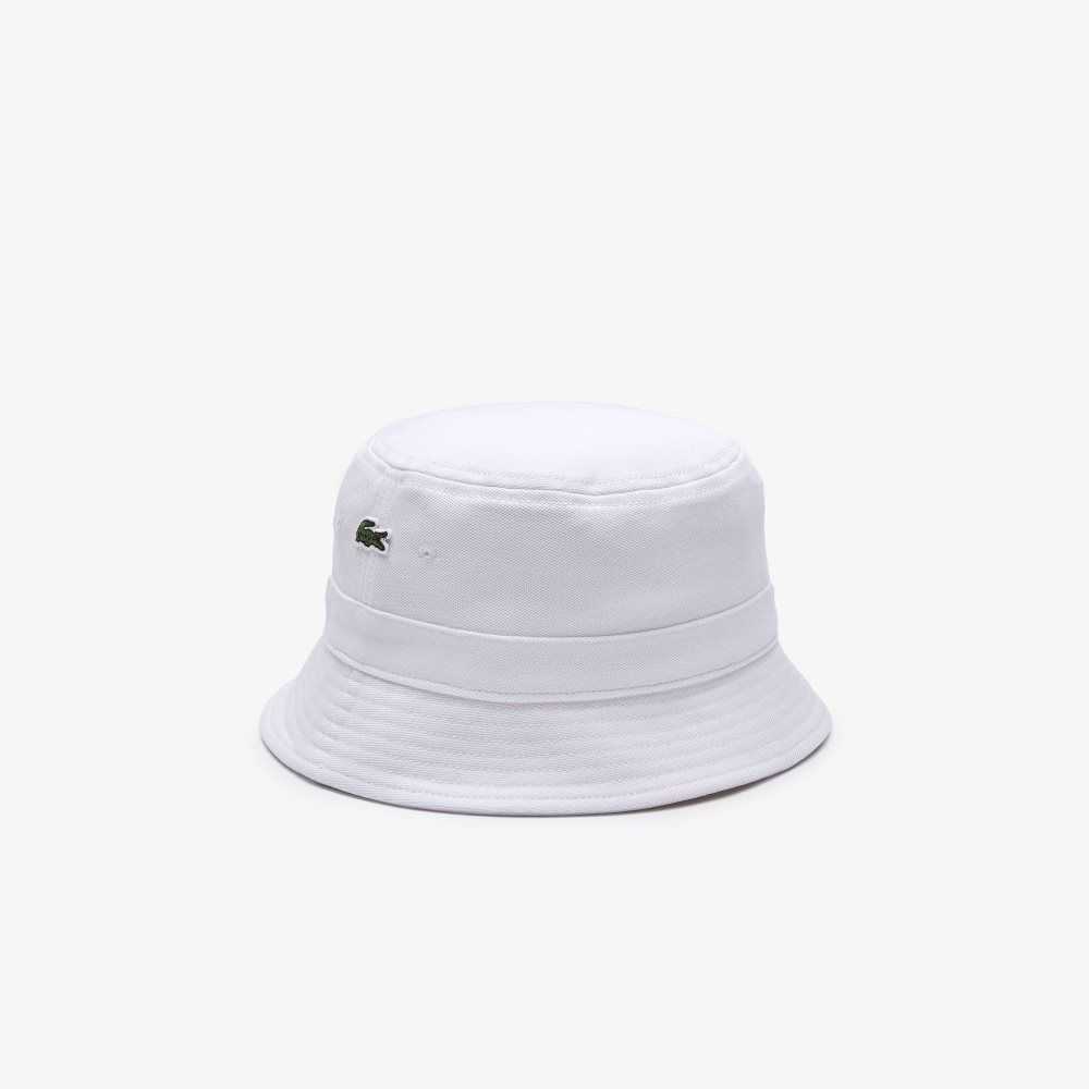 Lacoste Organic Cotton Bucket Hat White | OPI-376458