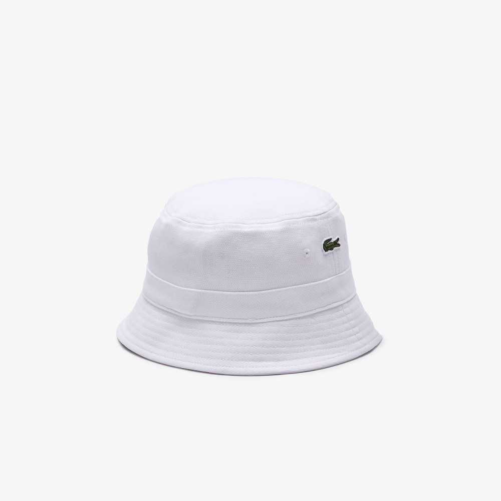 Lacoste Organic Cotton Bucket Hat White | OPI-376458