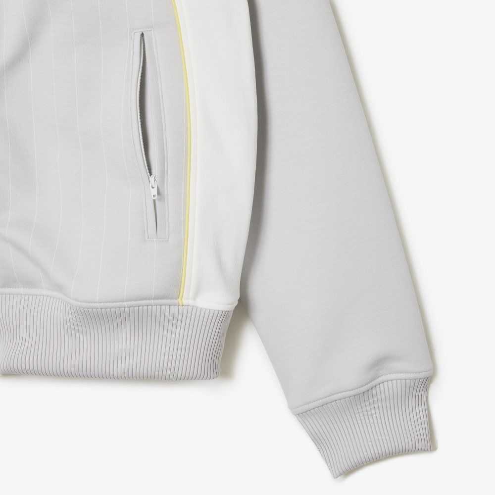 Lacoste Organic Cotton Colorblock Zipped Sweatshirt Light Grey / White / Yellow | JKA-942605