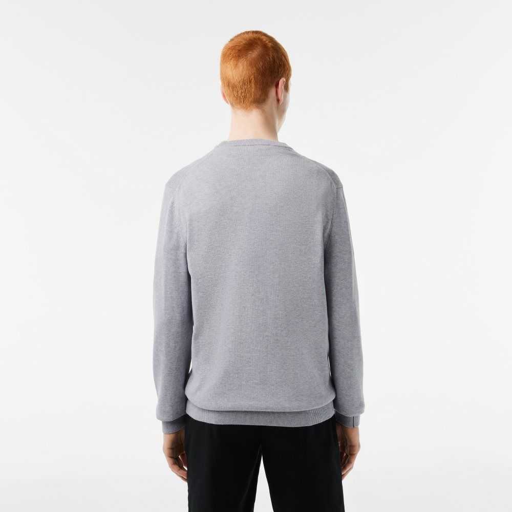 Lacoste Organic Cotton Crew Neck Sweater Grey Chine | OLJ-154378