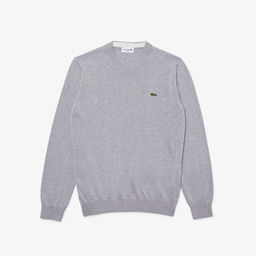 Lacoste Organic Cotton Crew Neck Sweater Grey Chine | OLJ-154378