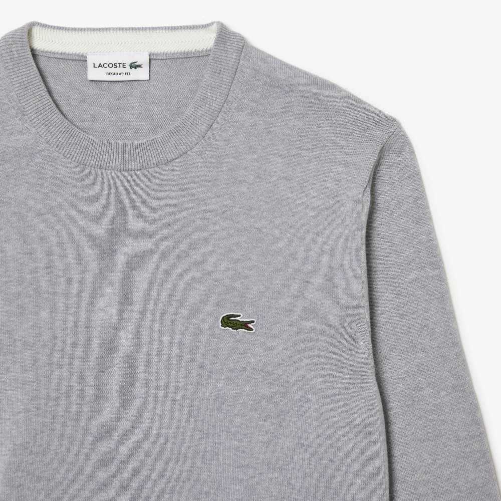 Lacoste Organic Cotton Crew Neck Sweater Grey Chine | OLJ-154378