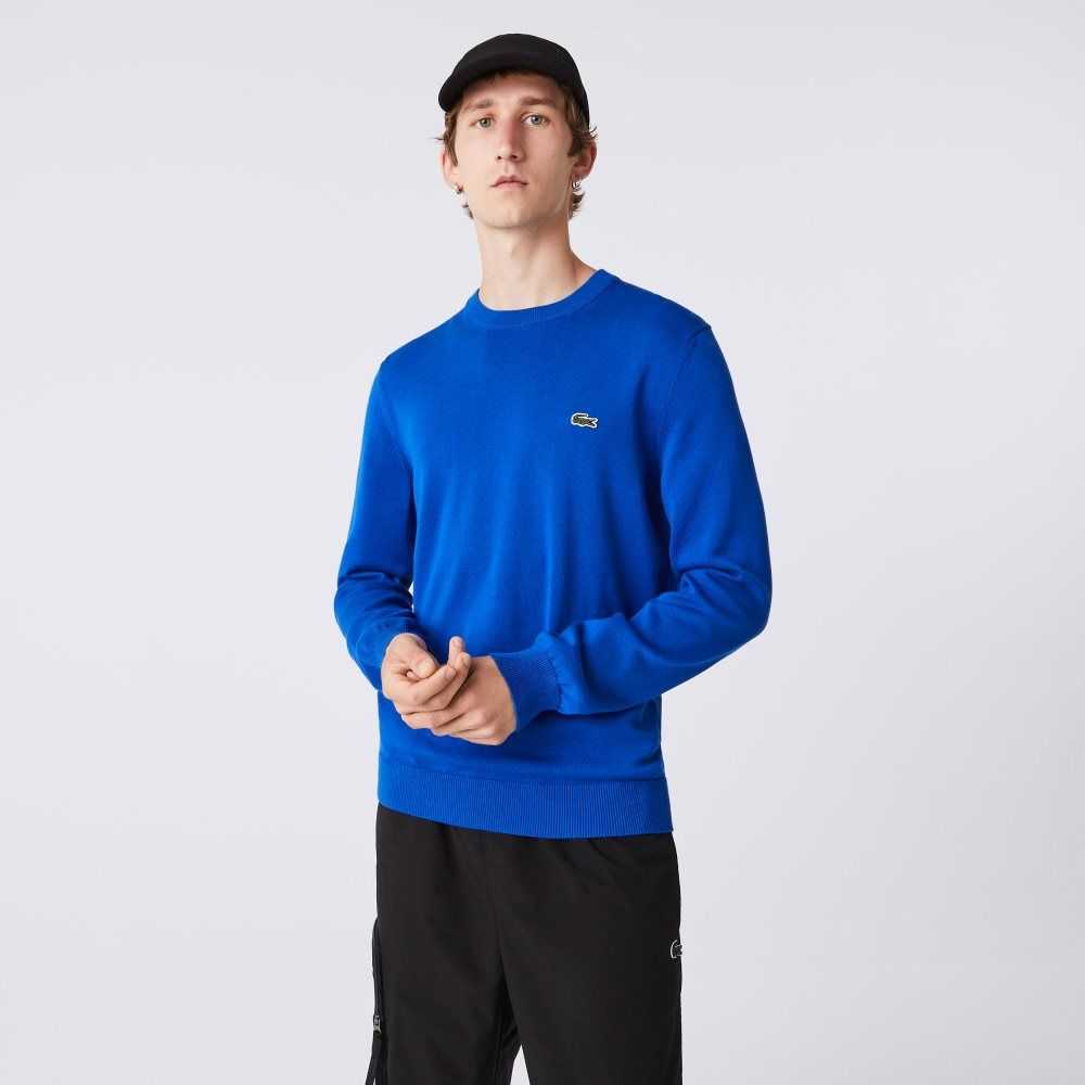 Lacoste Organic Cotton Crew Neck Sweater Blue | QFX-361804