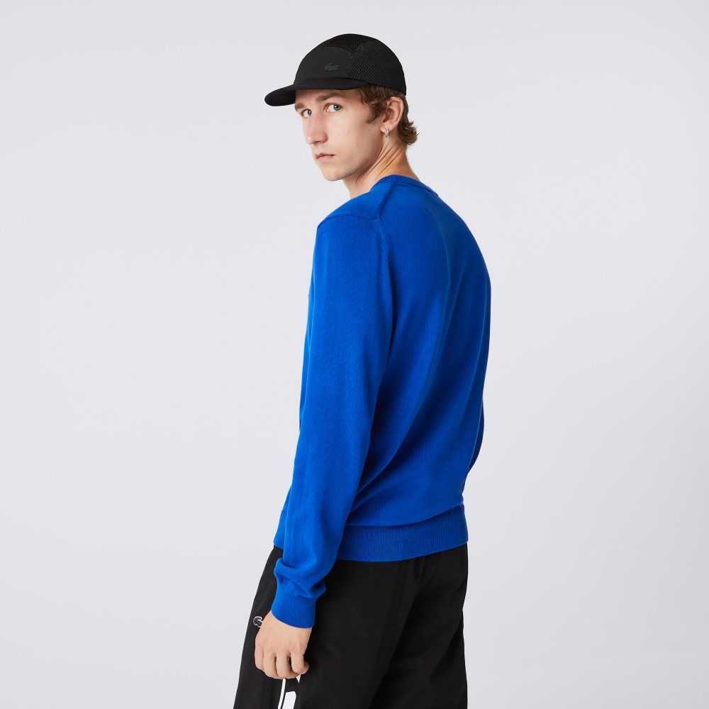 Lacoste Organic Cotton Crew Neck Sweater Blue | QFX-361804