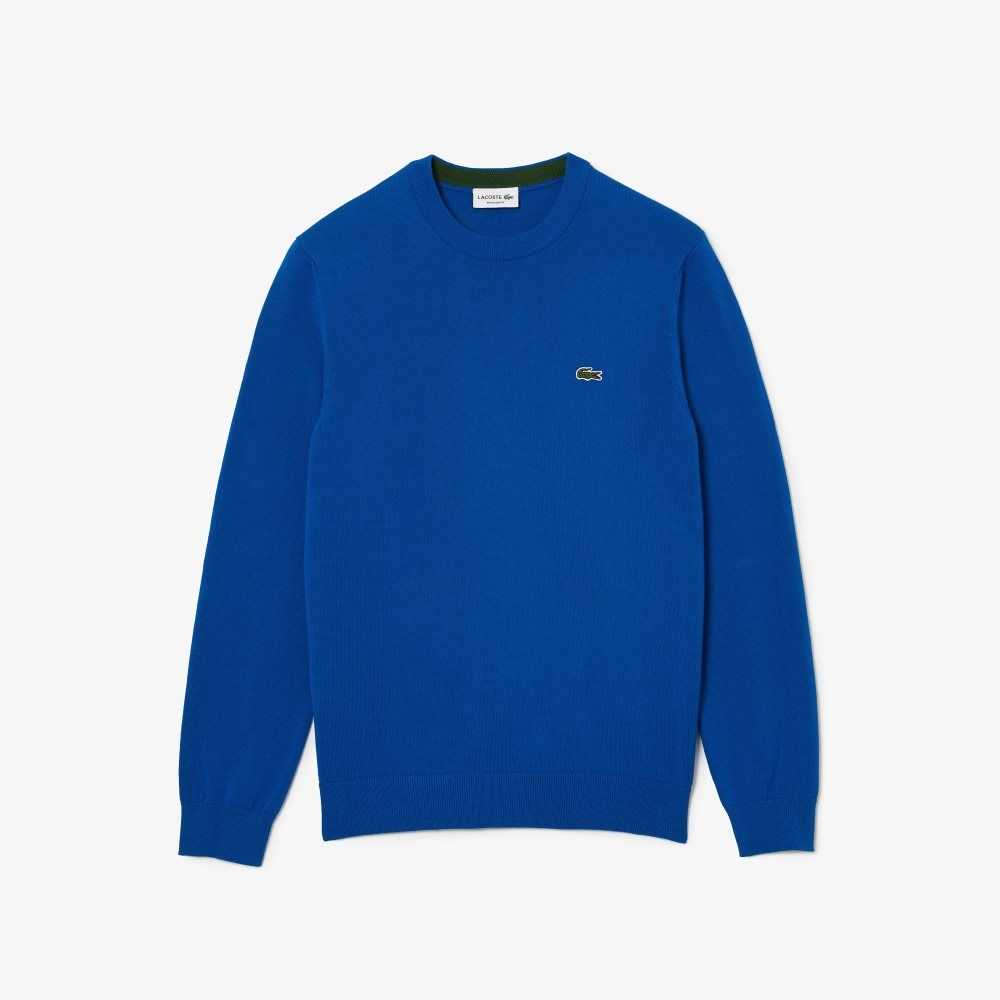 Lacoste Organic Cotton Crew Neck Sweater Blue | QFX-361804