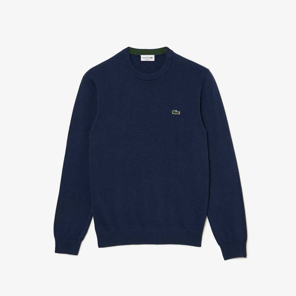 Lacoste Organic Cotton Crew Neck Sweater Blue Chine | RAK-574891