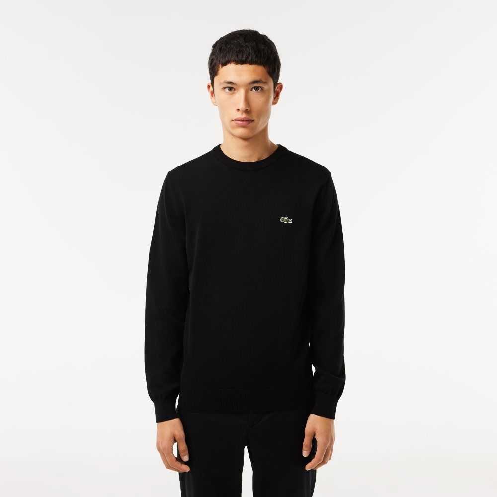 Lacoste Organic Cotton Crew Neck Sweater Black | TMI-073921