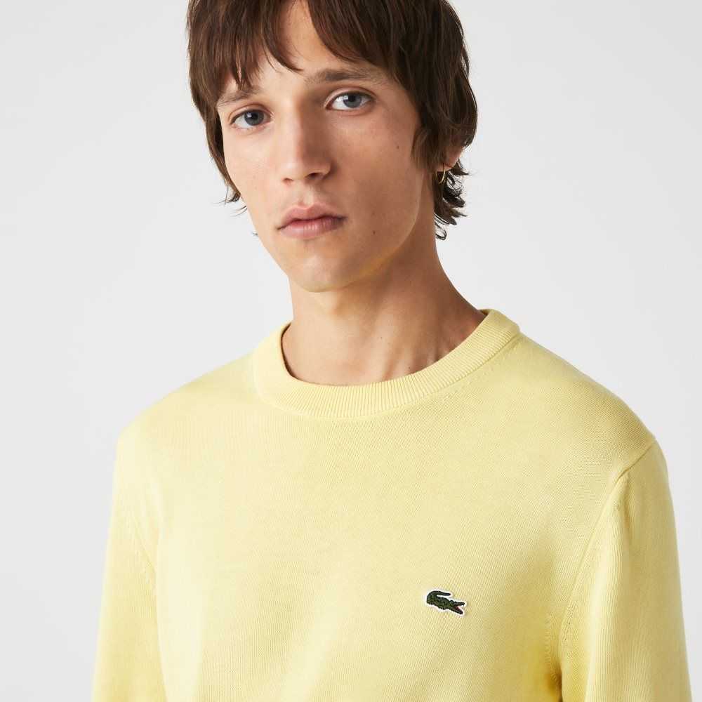 Lacoste Organic Cotton Crew Neck Sweater Yellow | ZYA-917082