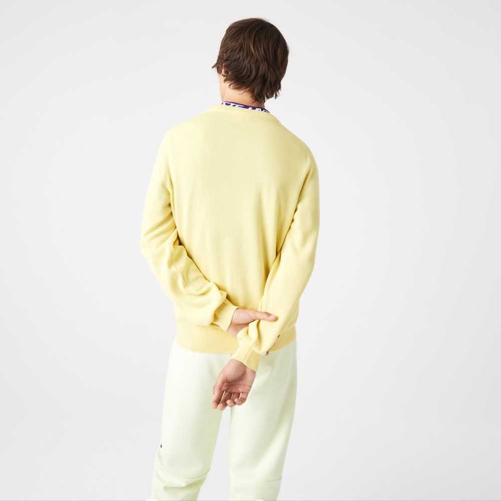 Lacoste Organic Cotton Crew Neck Sweater Yellow | ZYA-917082