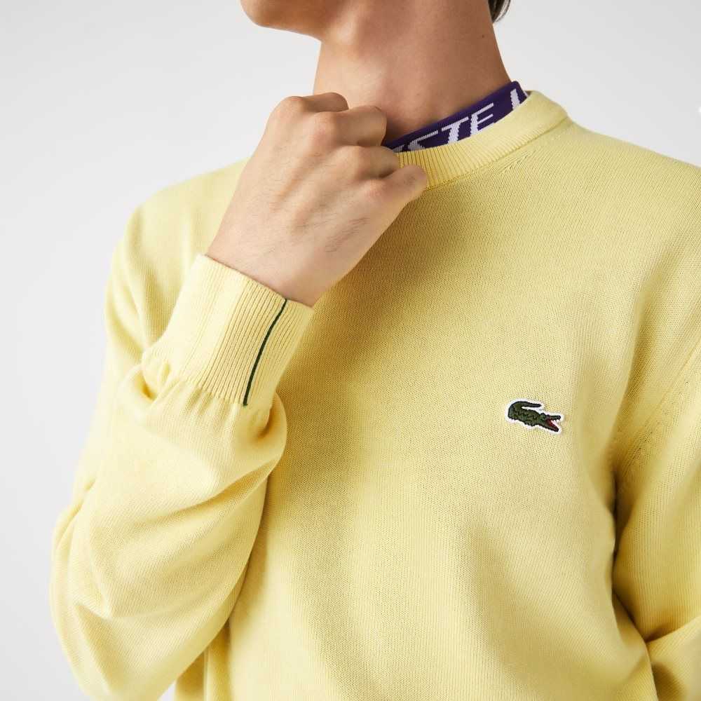 Lacoste Organic Cotton Crew Neck Sweater Yellow | ZYA-917082