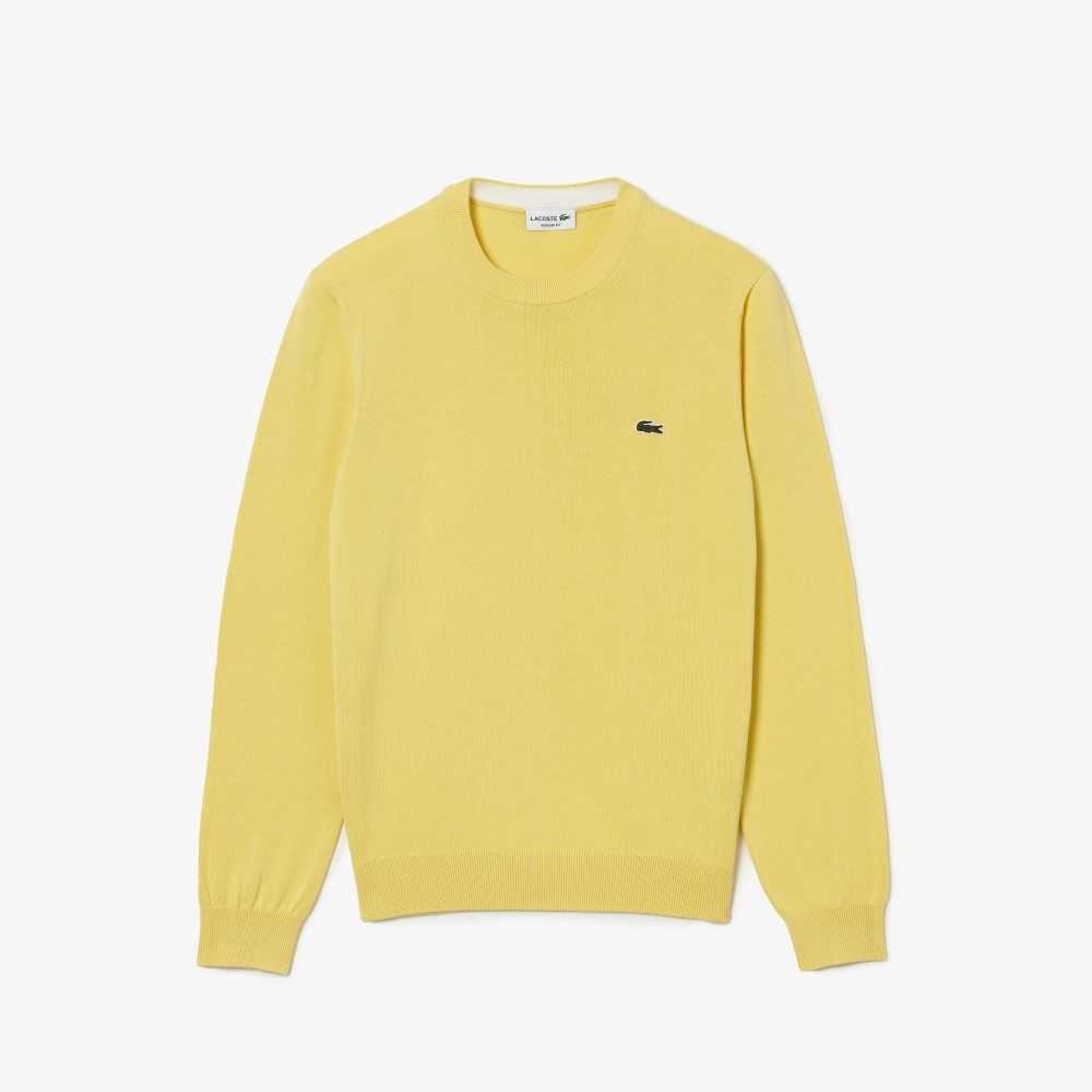 Lacoste Organic Cotton Crew Neck Sweater Yellow | ZYA-917082