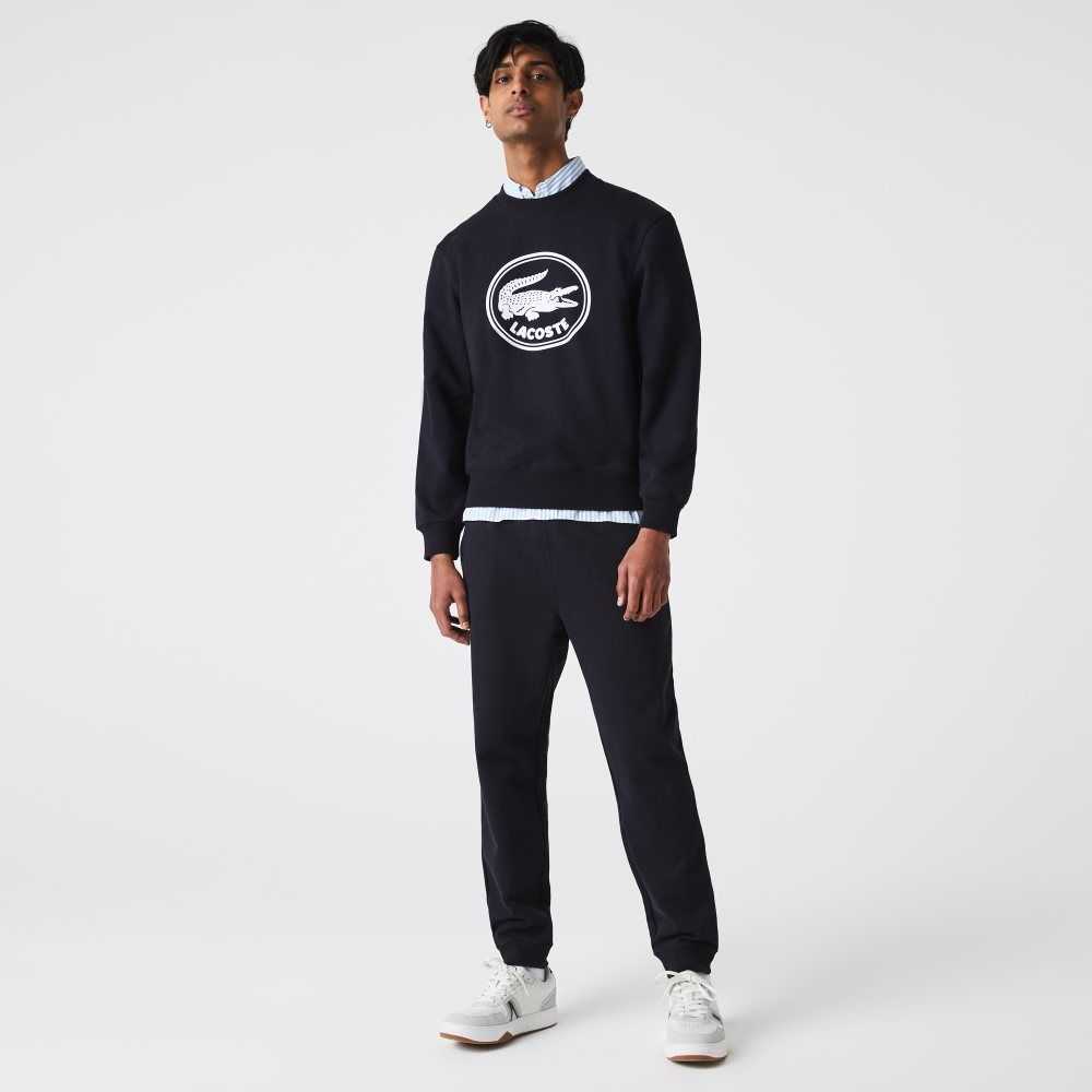 Lacoste Organic Cotton Fleece Jogging Pants Navy Blue | MIW-762901