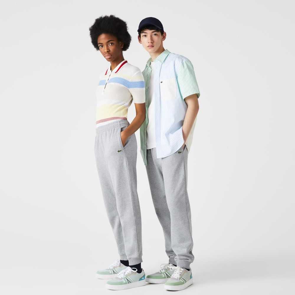 Lacoste Organic Cotton Fleece Jogging Pants Grey Chine | OSJ-621980