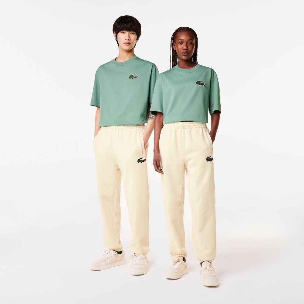 Lacoste Organic Cotton Fleece Trackpants White | DQU-346708