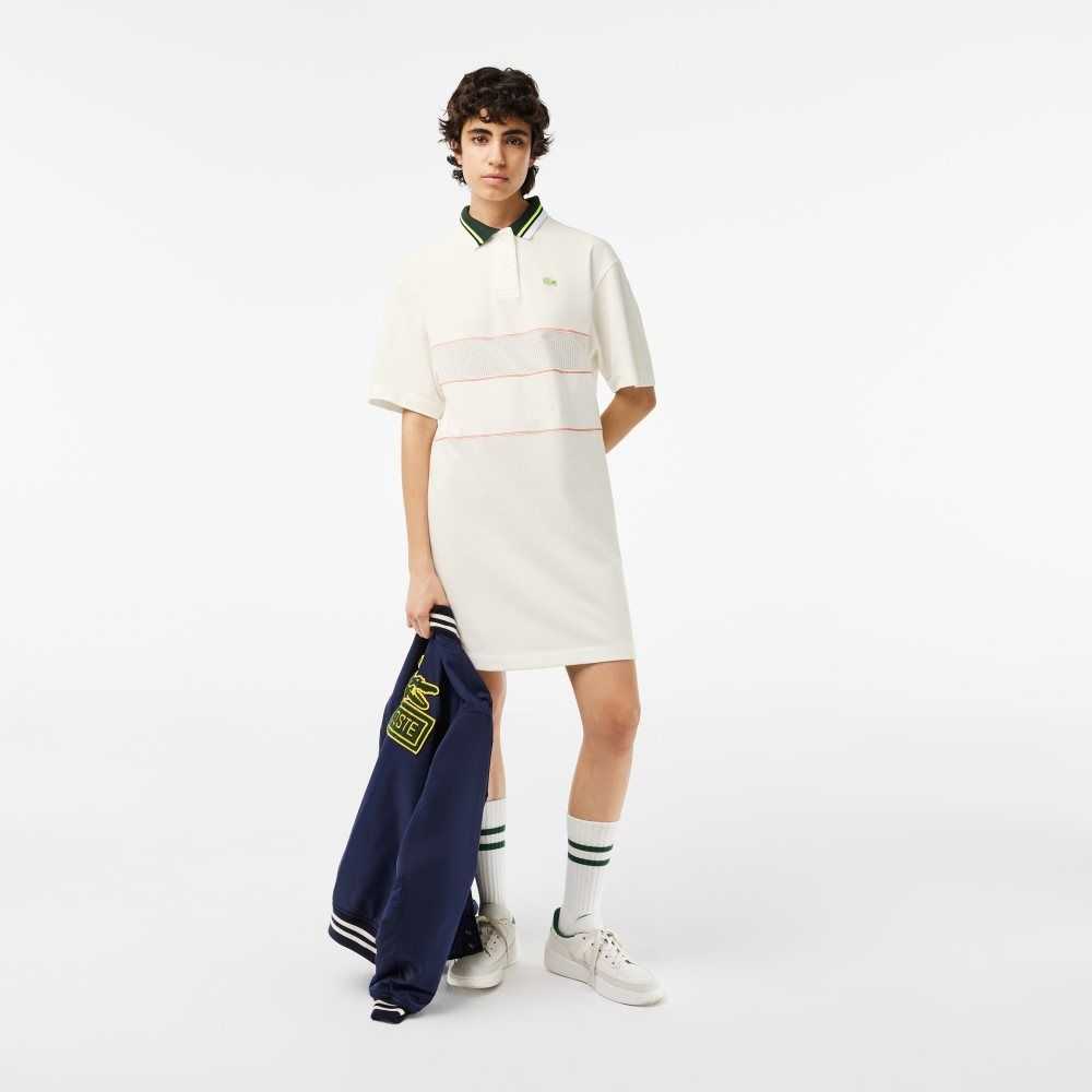 Lacoste Organic Cotton French Made Polo Dress White | SLI-561740