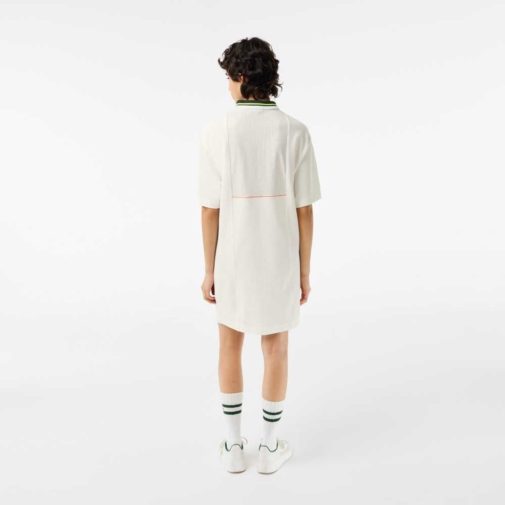 Lacoste Organic Cotton French Made Polo Dress White | SLI-561740