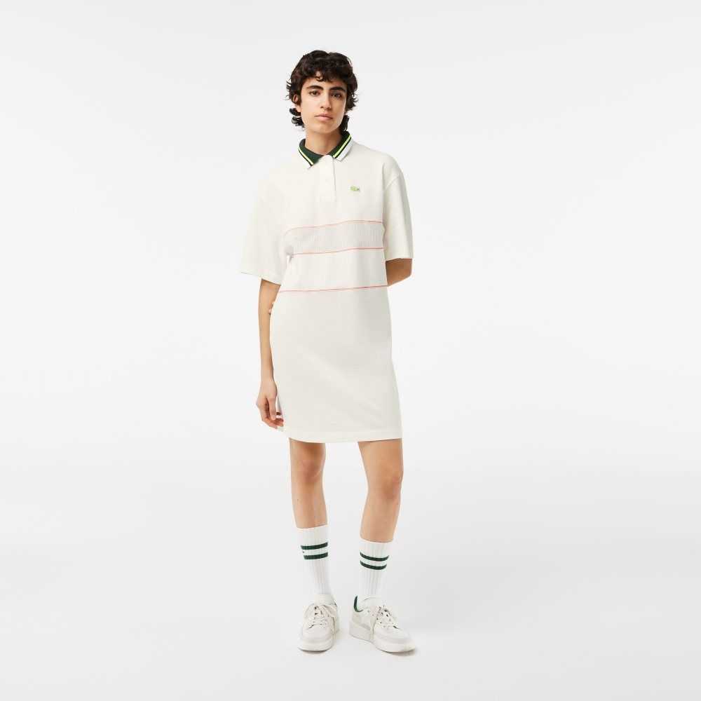 Lacoste Organic Cotton French Made Polo Dress White | SLI-561740