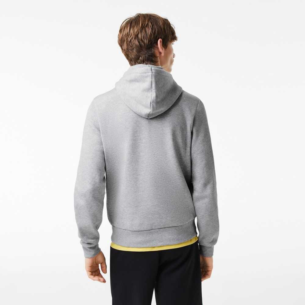 Lacoste Organic Cotton Hooded Sweatshirt Grey Chine | UJP-145809