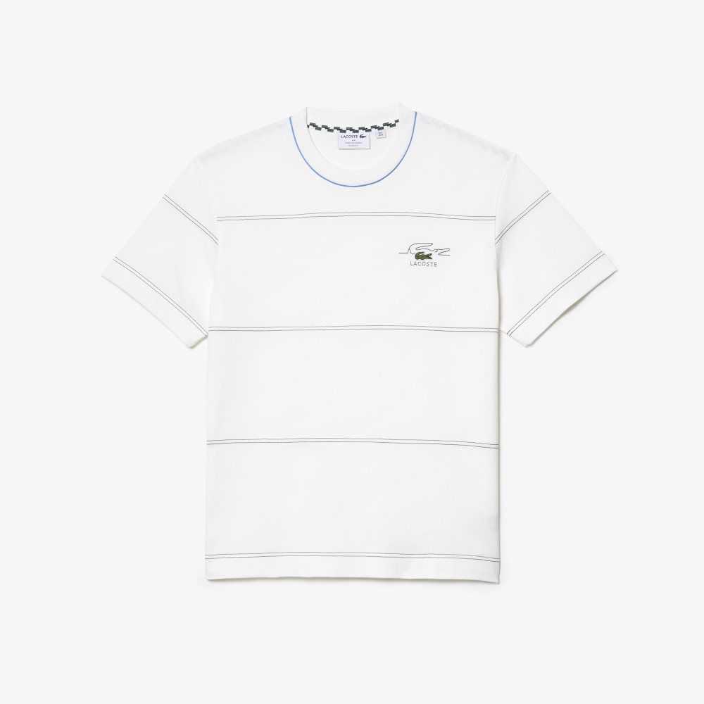 Lacoste Organic Cotton Jersey Stripe T-Shirt White | CUA-243759