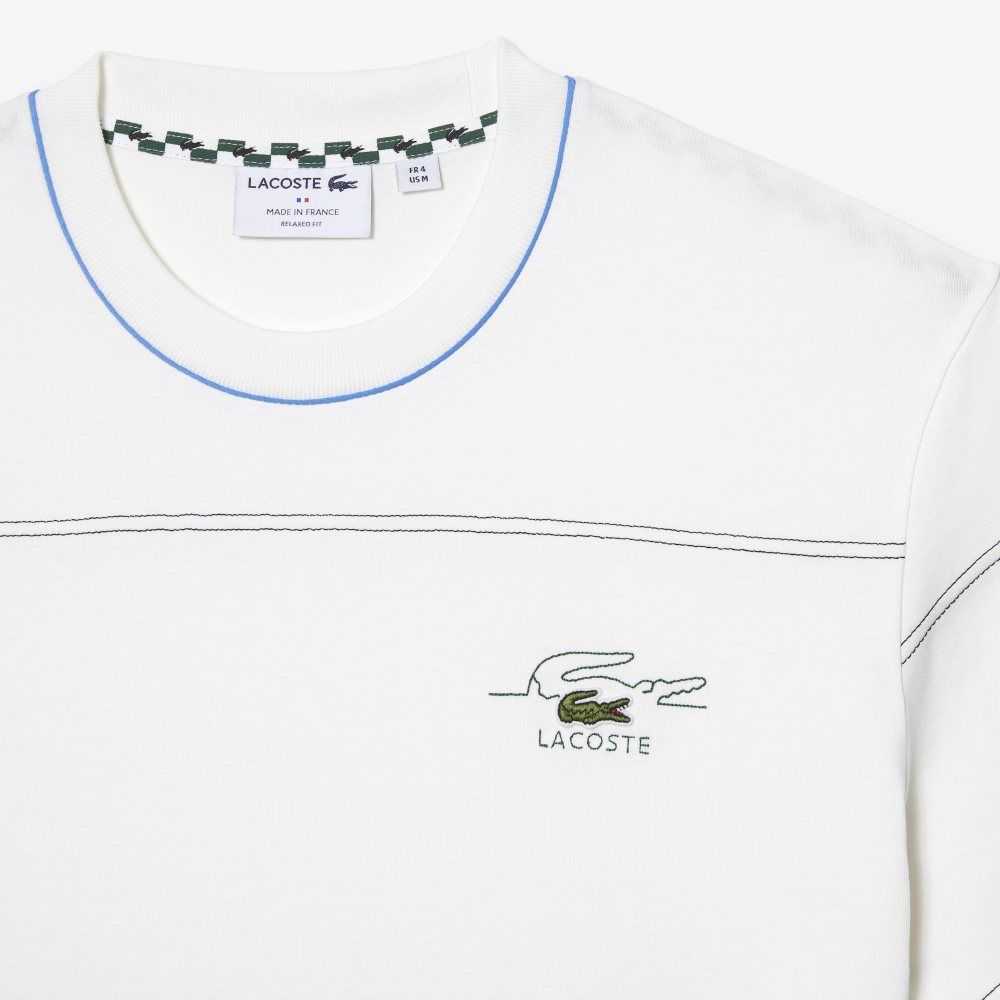 Lacoste Organic Cotton Jersey Stripe T-Shirt White | CUA-243759