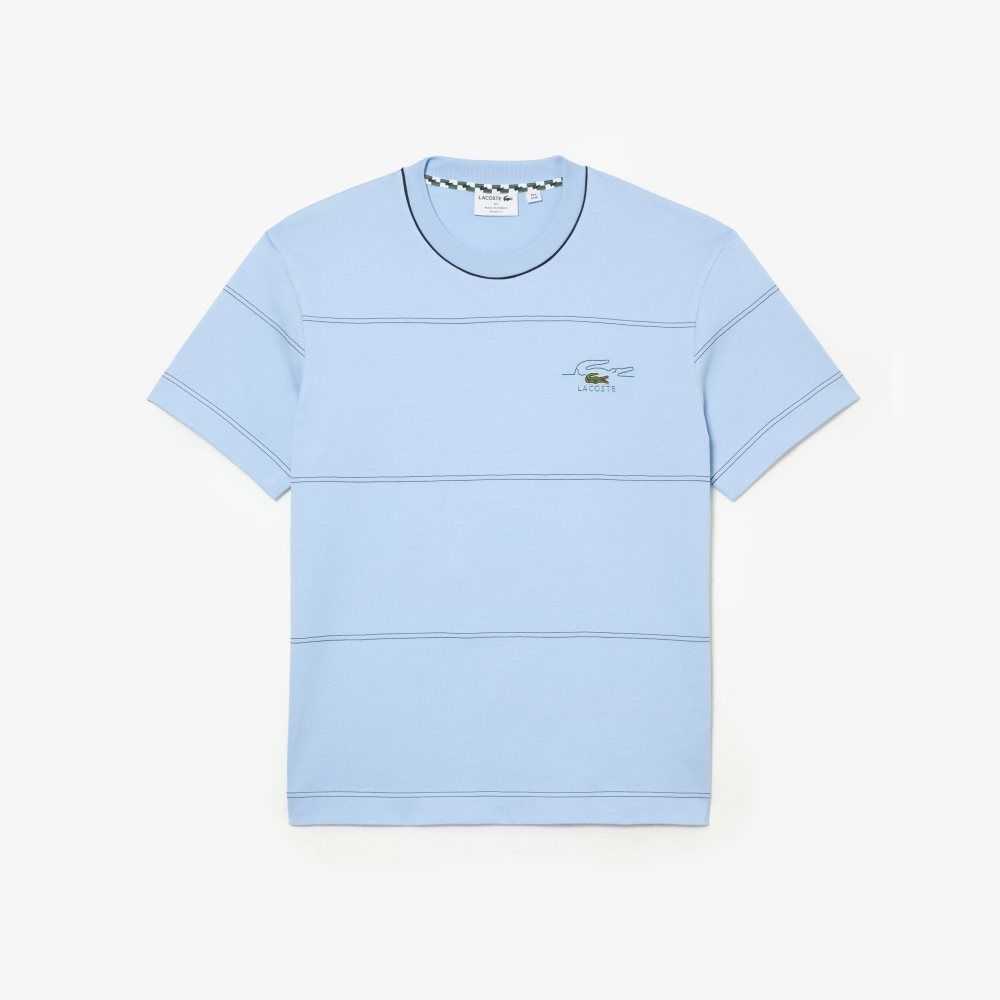 Lacoste Organic Cotton Jersey Stripe T-Shirt Blue | DUH-315027