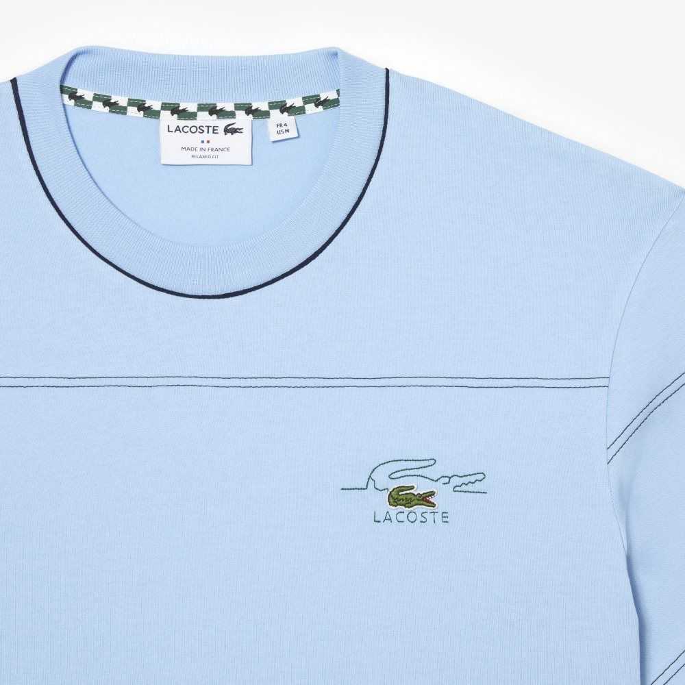 Lacoste Organic Cotton Jersey Stripe T-Shirt Blue | DUH-315027